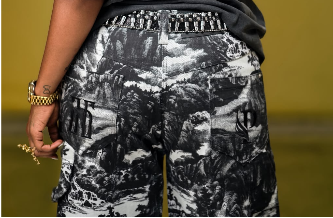 Short Black & White Abstract Camo Baggy Cargo Shorts – Urban Streetwear