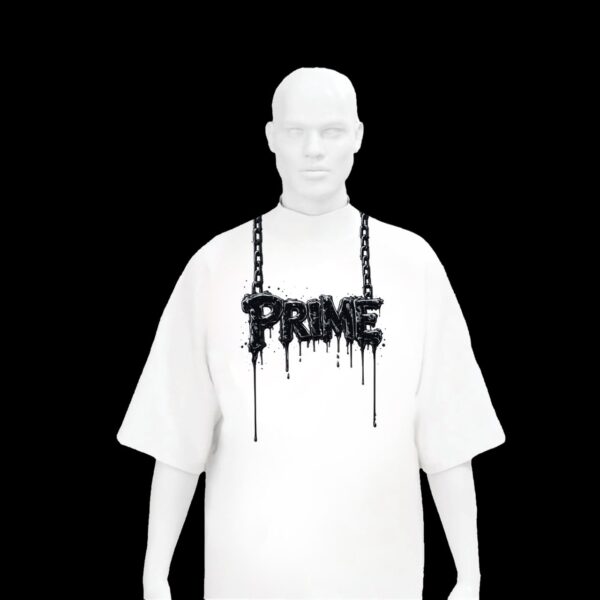 WhatsApp Image 2026-10-08 at 05.10.21 (1) PRIME Dripping Chain Graphic Oversized T-Shirt – Black & White